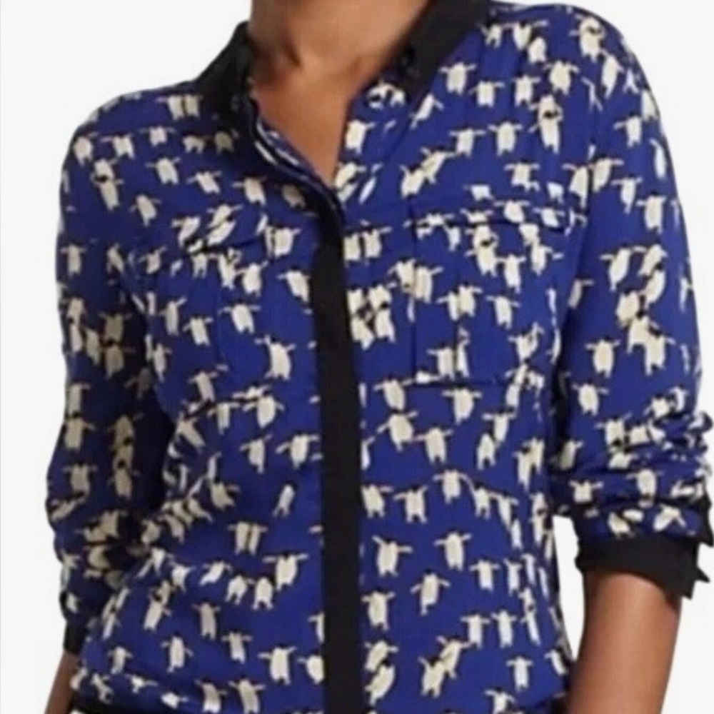 Anthropologie Mattel Black and Blue Penguin Shirt